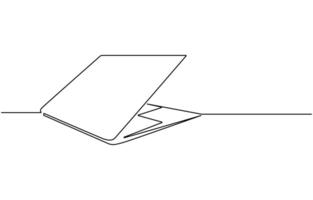 One line drawing of laptop gadget,continuous single line drawing of laptop computer, line art illustration, Simple abstract laptop line art drawing vector