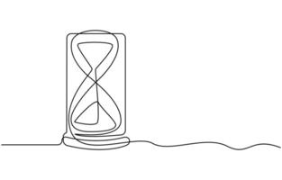 One line continuous hourglass. Line art hourglass outline. Hourglass one line continuous illustration vector