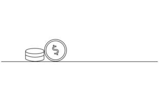 dollar money bag continuous line drawing. Hand holding coin continuous one line drawing art. Dollar linear symbol. Savings money concept. vector