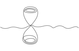 One line continuous hourglass. Line art hourglass outline. Hourglass one line continuous illustration vector