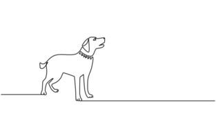 continuous line drawing cute dog, Continuous one line drawing of a dog. Dog one line drawing minimalist style vector