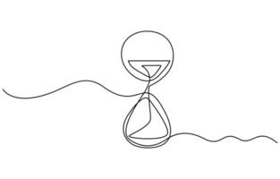 One line continuous hourglass. Line art hourglass outline. Hourglass one line continuous illustration vector