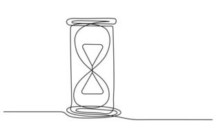 One line continuous hourglass. Line art hourglass outline. Hourglass one line continuous illustration vector