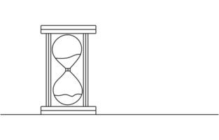 One line continuous hourglass. Line art hourglass outline. Hourglass one line continuous illustration vector