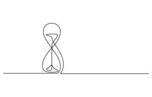 One line continuous hourglass. Line art hourglass outline. Hourglass one line continuous illustration vector