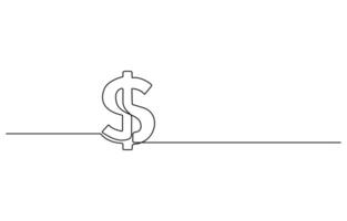 dollar money bag continuous line drawing. Hand holding coin continuous one line drawing art. Dollar linear symbol. Savings money concept. vector