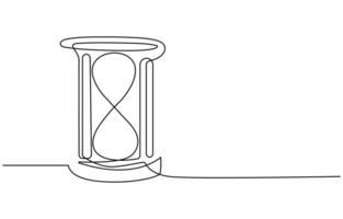 One line continuous hourglass. Line art hourglass outline. Hourglass one line continuous illustration vector