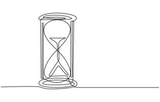 One line continuous hourglass. Line art hourglass outline. Hourglass one line continuous illustration vector