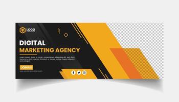Digital marketing social media cover page web banner template design with blue abstract background vector