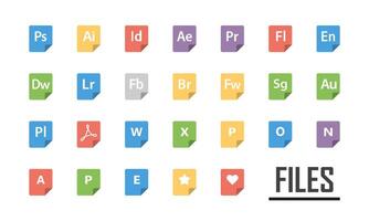 File type icons. File formats in flat design. vector