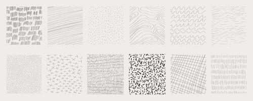 Geometric doodle pencil stripes, hand drawn sletch hatch lines. Quirky ornament minmal thin line. Set grunge texture for social media, posters, prints vector