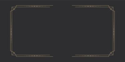 Gold celestial minimal esoteric frame, thin line border, mystyc linear decoration with dots, moon, stars corners isolated on dark background. Geometric shape, tarrot vector