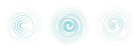 Concentric ripple circles line. Radial signal, sonar wave, soundwave icon isolated on white background. Touch effec. Round circular signal vector