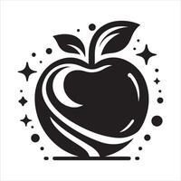 A design of the apple in black and white vector