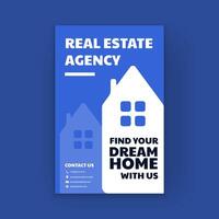 Modern real estate poster and brochure template with abstract design. Ideal for marketing and corporate use, featuring blue elements for web banners and infographics. Not AI. vector