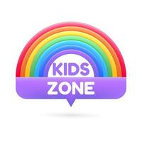 3D rainbow kids zone playful design. Pointer. Ideal for birthday parties, posters, and playground banners. Colorful and fun design elements perfect for celebrating childhood joy. Not AI. vector