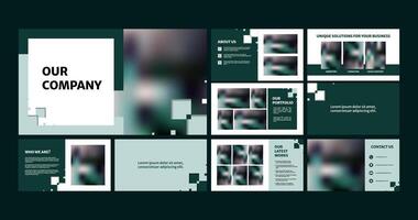 A presentation template in green color. Business flyer design features abstract elements, modern corporate layout, ideal for marketing, brochures, infographics, promotional materials. Not AI. vector