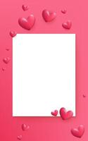 A 3D paper mockup with hearts on a red background. This illustration is perfect for romantic posters, banners, or greeting cards. Modern and customizable with text. Not AI. vector