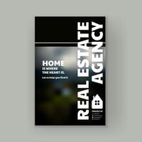 Modern real estate poster and brochure template with abstract design. Ideal for marketing and corporate use, featuring blue elements for web banners and infographics. Not AI. vector
