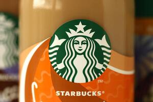 KYIV, UKRAINE - APRIL 20, 2024 Starbucks Frappuccino Coffee Drink. Seattle based Starbucks is the largest coffeehouse company in the world, with over 20,000 stores photo