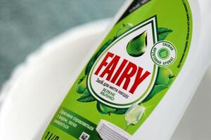 KYIV, UKRAINE - OCTOBER 31, 2023 Bottle of Fairy washing up Liquid produced by Procter and Gamble and sold in most parts of Europe photo