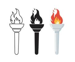 torch with burning flame vector
