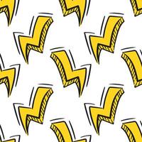 Seamless pattern Cool lightning in sketch style. Grunge illustration. Informal subculture. illustration in 2000s style. Aesthetics of the 90s, 00s. For wallpaper, fabric, wrapping, background. vector
