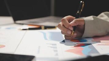 Team of business people working together in the meeting room office, teamwork background charts and graphs banner, double exposure successful teamwork,business planning concept. video