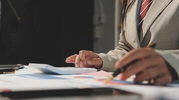 Team of business people working together in the meeting room office, teamwork background charts and graphs banner, double exposure successful teamwork,business planning concept. video