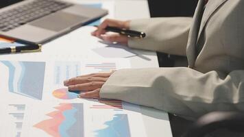 Team of business people working together in the meeting room office, teamwork background charts and graphs banner, double exposure successful teamwork,business planning concept. video