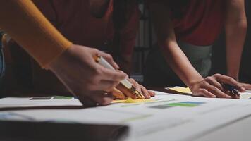 Team of business people working together in the meeting room office, teamwork background charts and graphs banner, double exposure successful teamwork,business planning concept. video