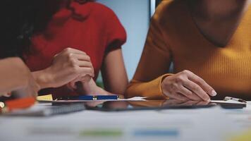 Team of business people working together in the meeting room office, teamwork background charts and graphs banner, double exposure successful teamwork,business planning concept. video