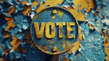 Vote Sign on a Blue Background photo