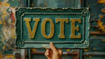 Vote Sign on a Blue Background photo