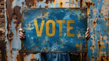 Vote Sign on a Blue Background photo
