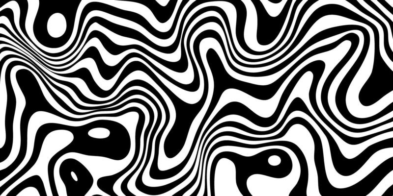 Distorted zebra pattern. Wave black and white background. Psychedelic animal backdrop