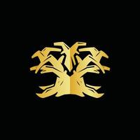 Golden Tree Branch Nature Abstract Creative Simple Design Template Logo vector