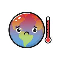 Global warming increase temperature earth with thermometer flat design, isolated on white. illustration vector