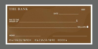Blank bank cheque with abstract pattern. Personal desk check mockup template with empty field to fill. . vector