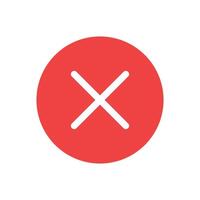 Red cross, close button icon for app or website isolated on white. vector