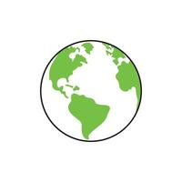 Planet earth green flat design isolated on white illustration vector