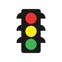 Traffic control light signal sign with red, yellow and green color flat icon for apps and websites vector