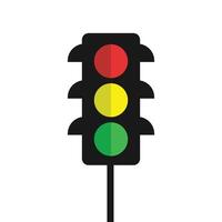 Traffic control light signal sign with red, yellow and green color flat icon for apps and websites vector