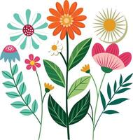 A Drawing of A Summer flower collection vector