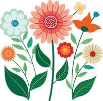 A Drawing of A Summer flower collection vector