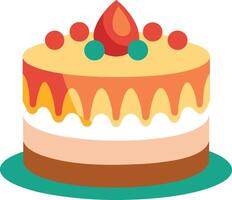 Birthday cake with cherry isolated on white background vector