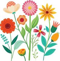 A Drawing of A Summer flower collection vector