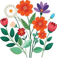 A Drawing of A Summer flower collection vector