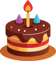 Birthday chocolate cake with colorful candle vector