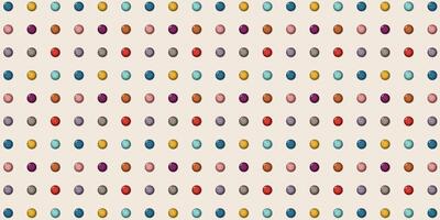 Abstract 3D colorful circle buttons pattern retro style on cream rectangle background graphic illustration. vector
